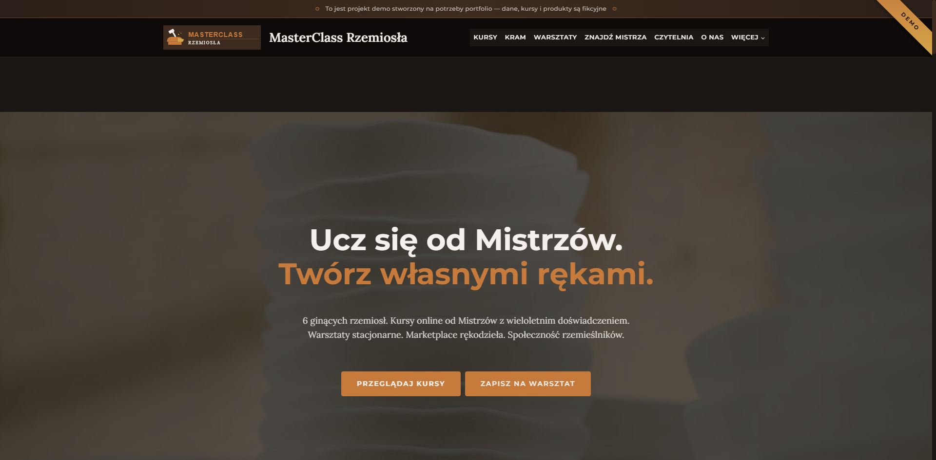 MasterClass Rzemiosła — platforma e-learningowa WordPress z kursami rzemieślniczymi