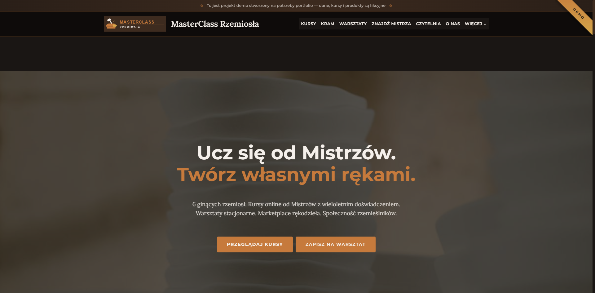 MasterClass Rzemiosła — platforma e-learningowa WordPress z kursami rzemieślniczymi